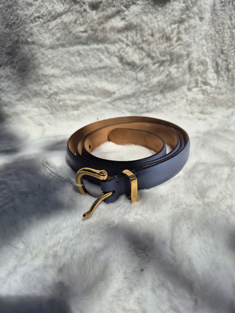 Ralph Lauren Polo Stirrup Leather Skinny Belt Sz L pale Blue